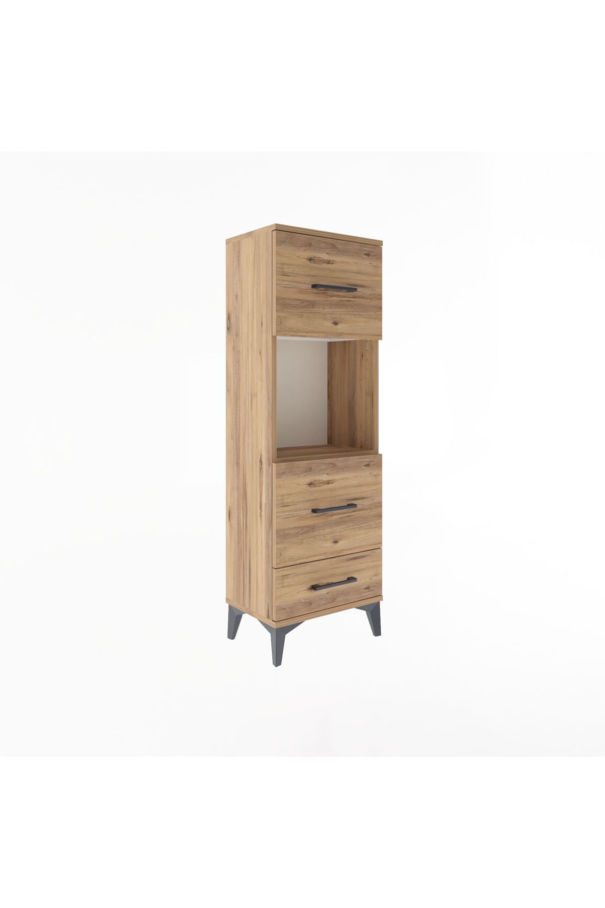 Arges Dolap Tek Raflı 3 Çekmeceli 44x30x134 Çam-Çam