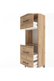 Arges Dolap Tek Raflı 3 Çekmeceli 44x30x134 Çam-Çam