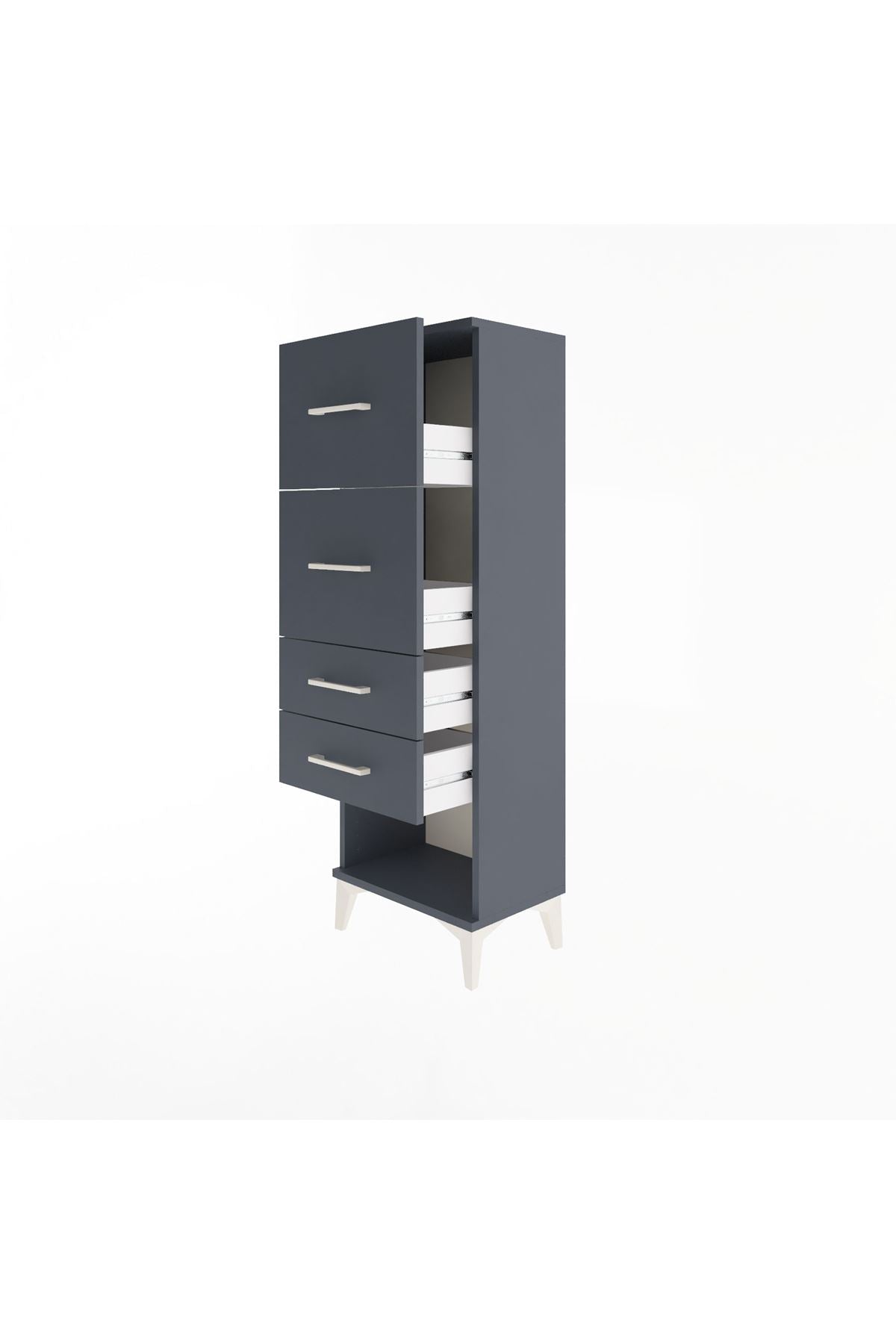 Arges Dolap 4 Çekmeceli 44x30x134 Antrasit-Antrasit