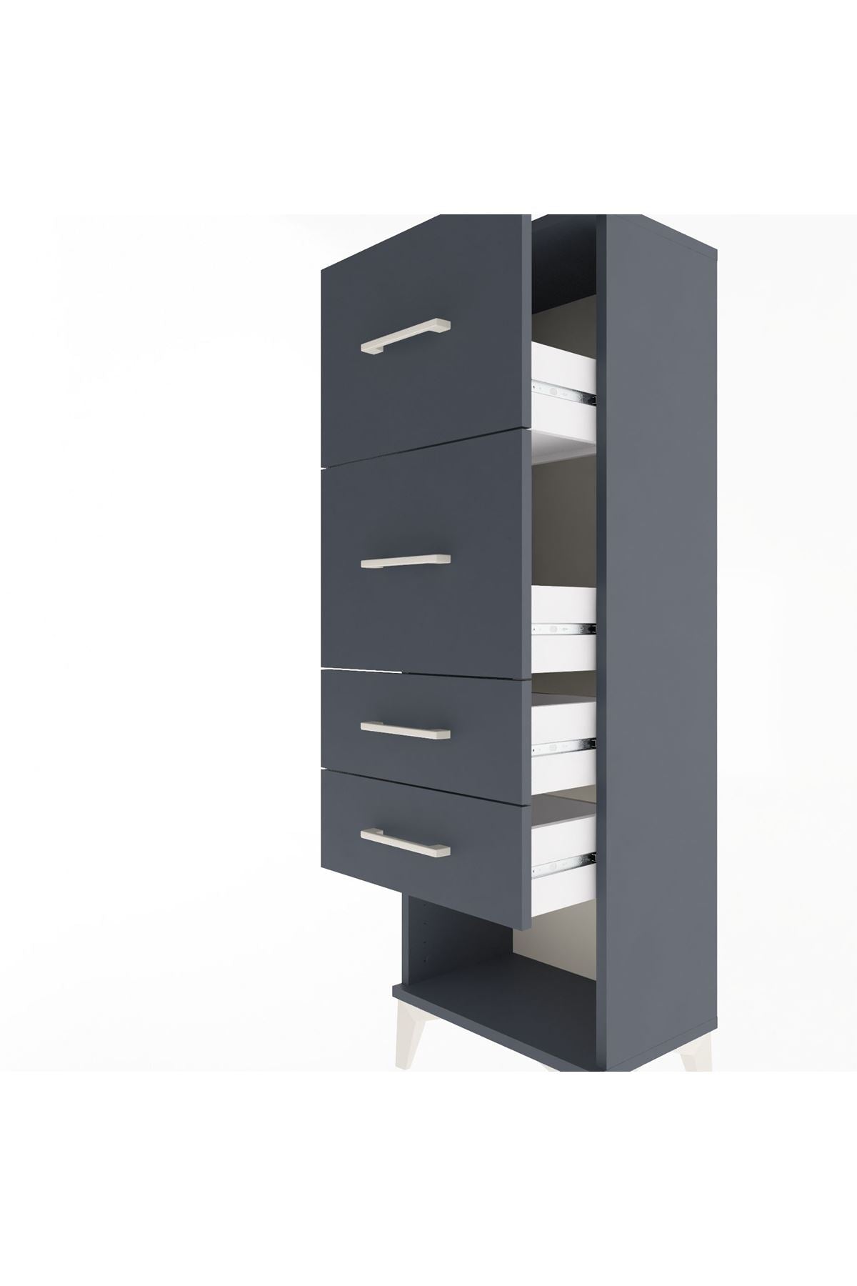 Arges Dolap 4 Çekmeceli 44x30x134 Antrasit-Antrasit