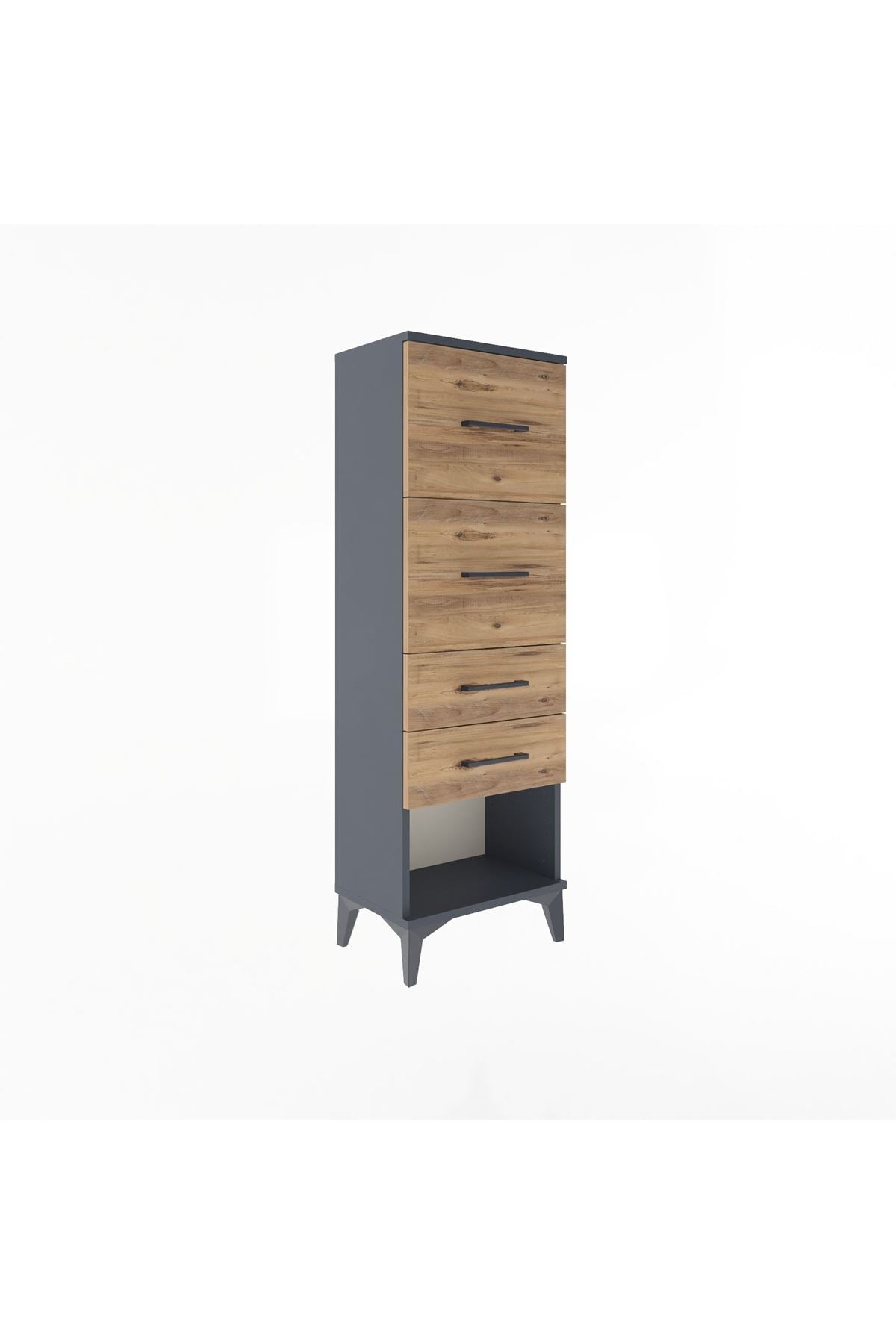 Arges Dolap 4 Çekmeceli 44x30x134 Antrasit-Çam