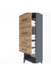 Arges Dolap 4 Çekmeceli 44x30x134 Antrasit-Çam