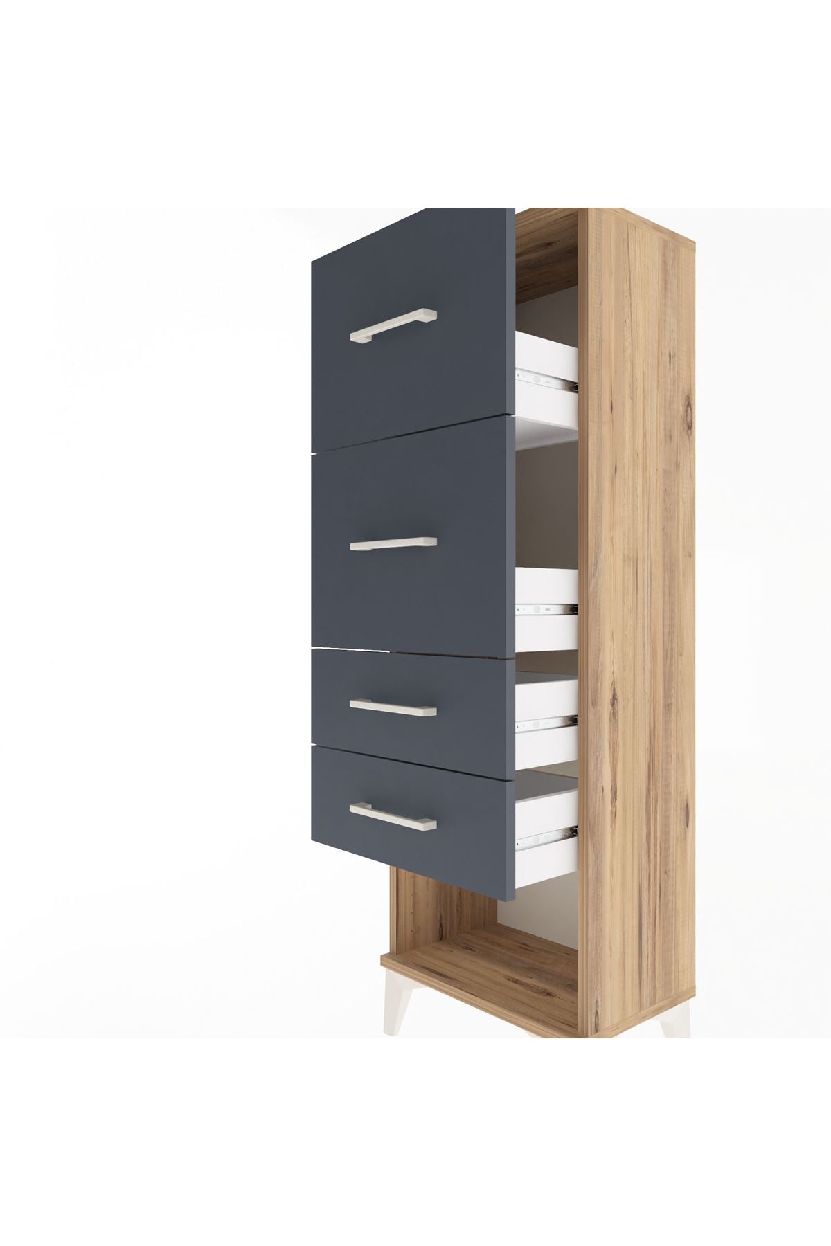 Arges Dolap 4 Çekmeceli 44x30x134 Çam-Antrasit