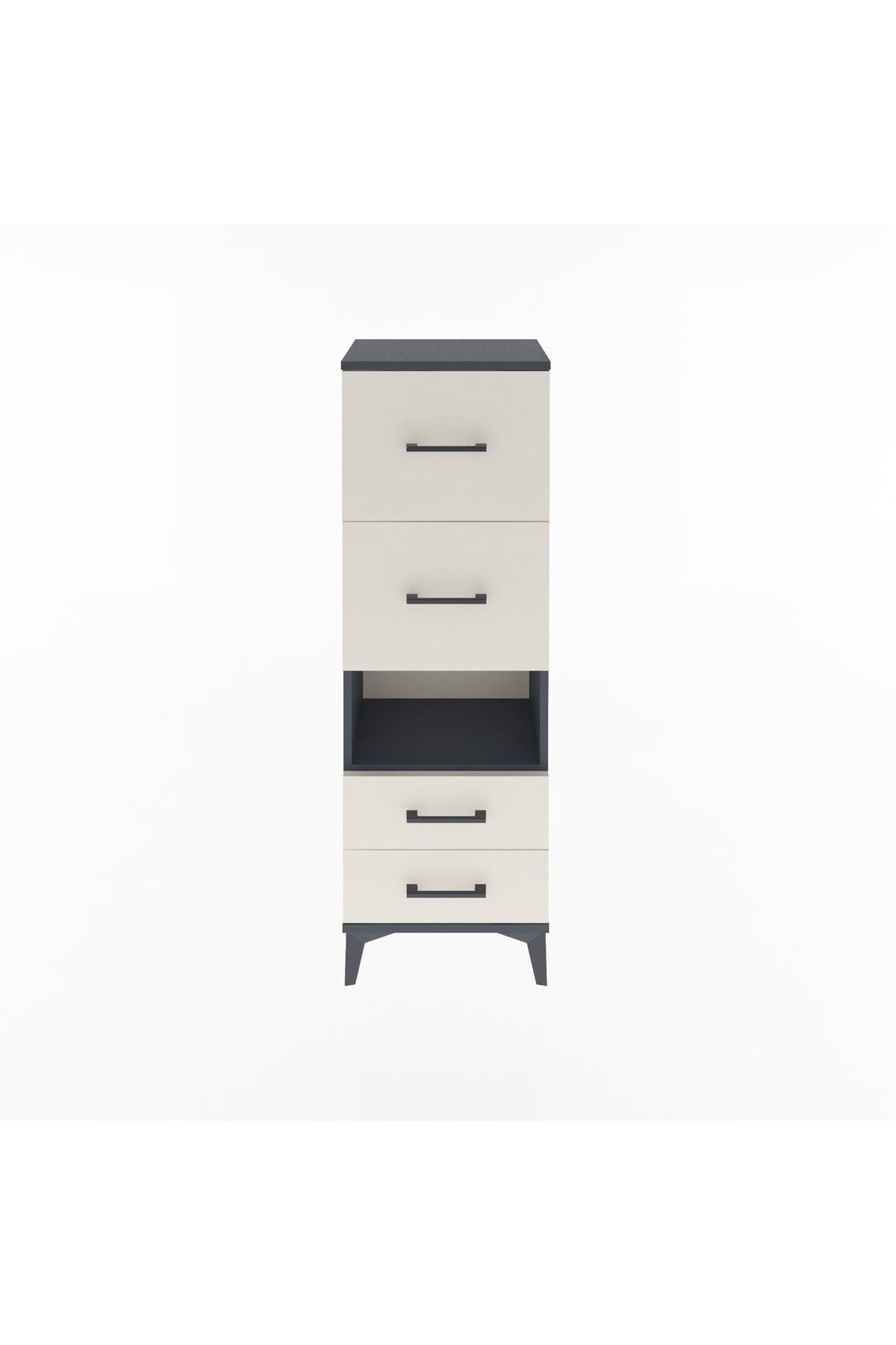 Arges Dolap Tek Raflı 4 Çekmeceli 44x30x134 Antrasit-Aytaşı