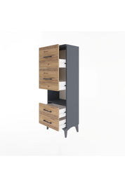 Arges Dolap Tek Raflı 4 Çekmeceli 44x30x134 Antrasit-Çam