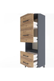 Arges Dolap Tek Raflı 4 Çekmeceli 44x30x134 Antrasit-Çam