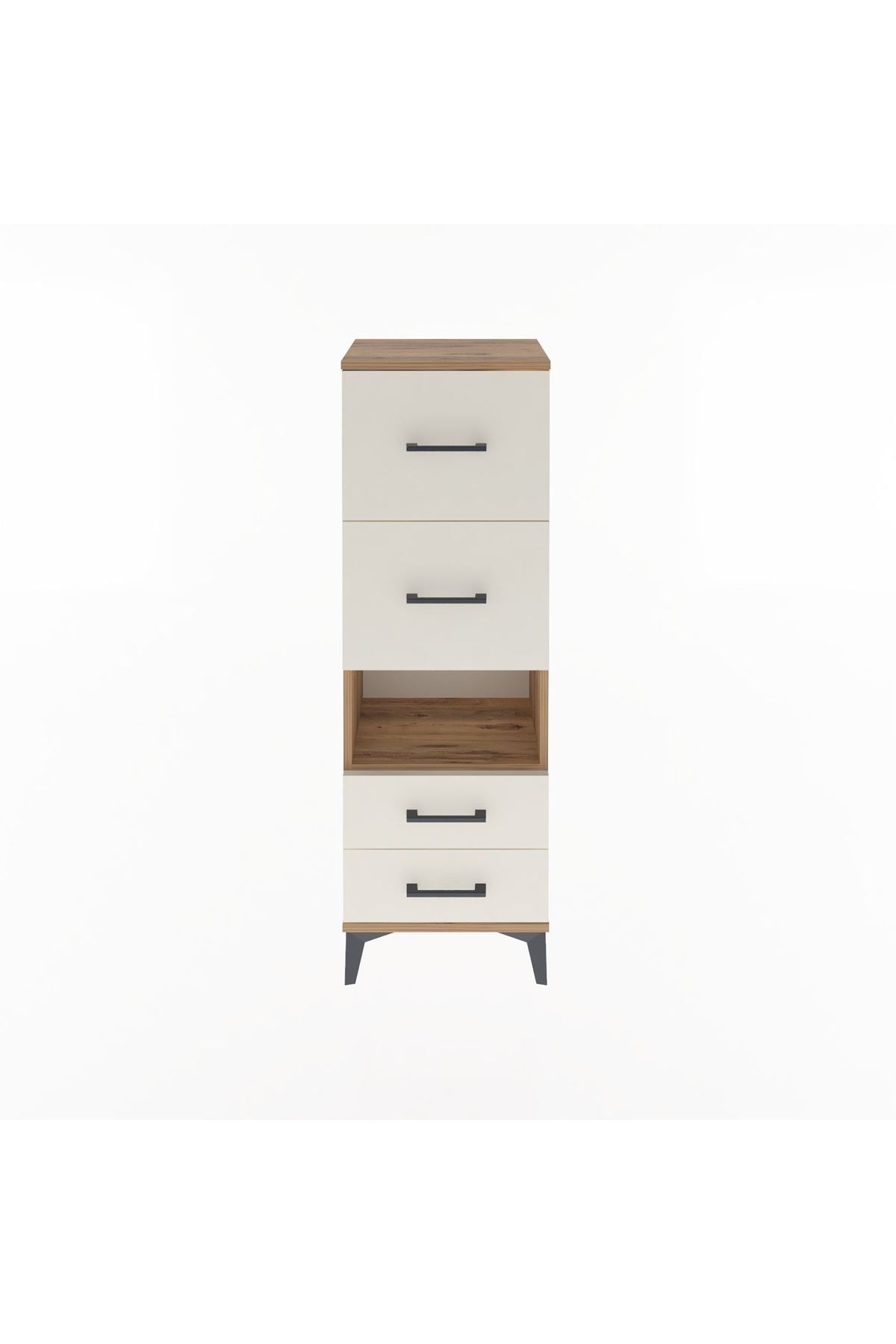 Arges Dolap Tek Raflı 4 Çekmeceli 44x30x134 Çam-Aytaşı