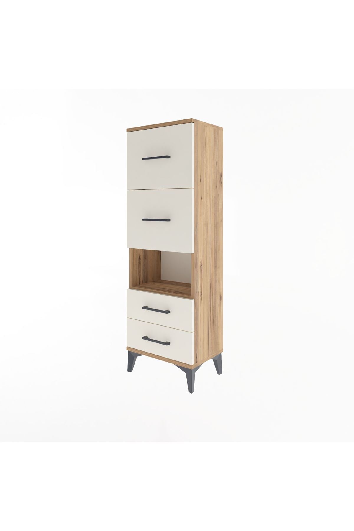 Arges Dolap Tek Raflı 4 Çekmeceli 44x30x134 Çam-Aytaşı