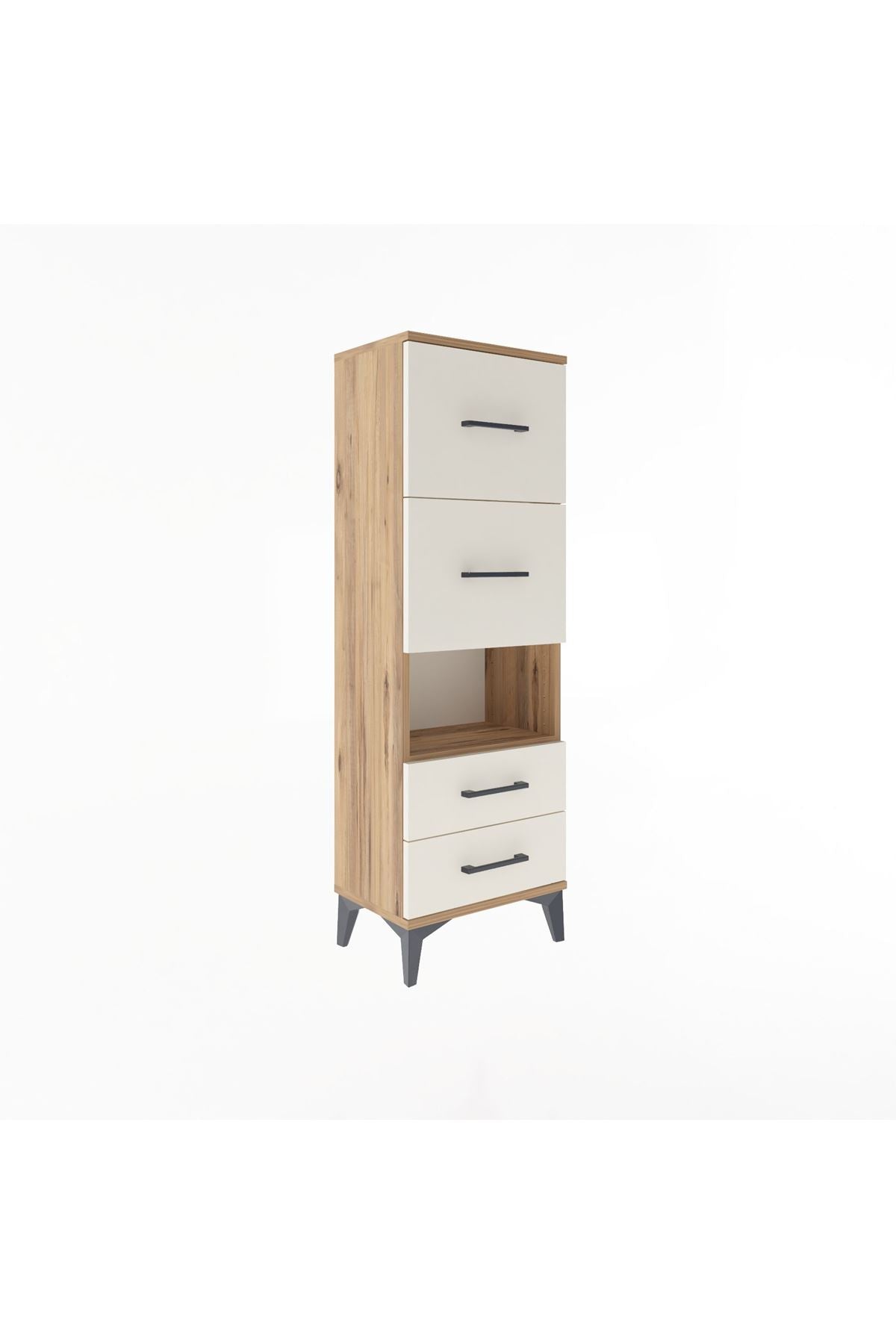 Arges Dolap Tek Raflı 4 Çekmeceli 44x30x134 Çam-Aytaşı