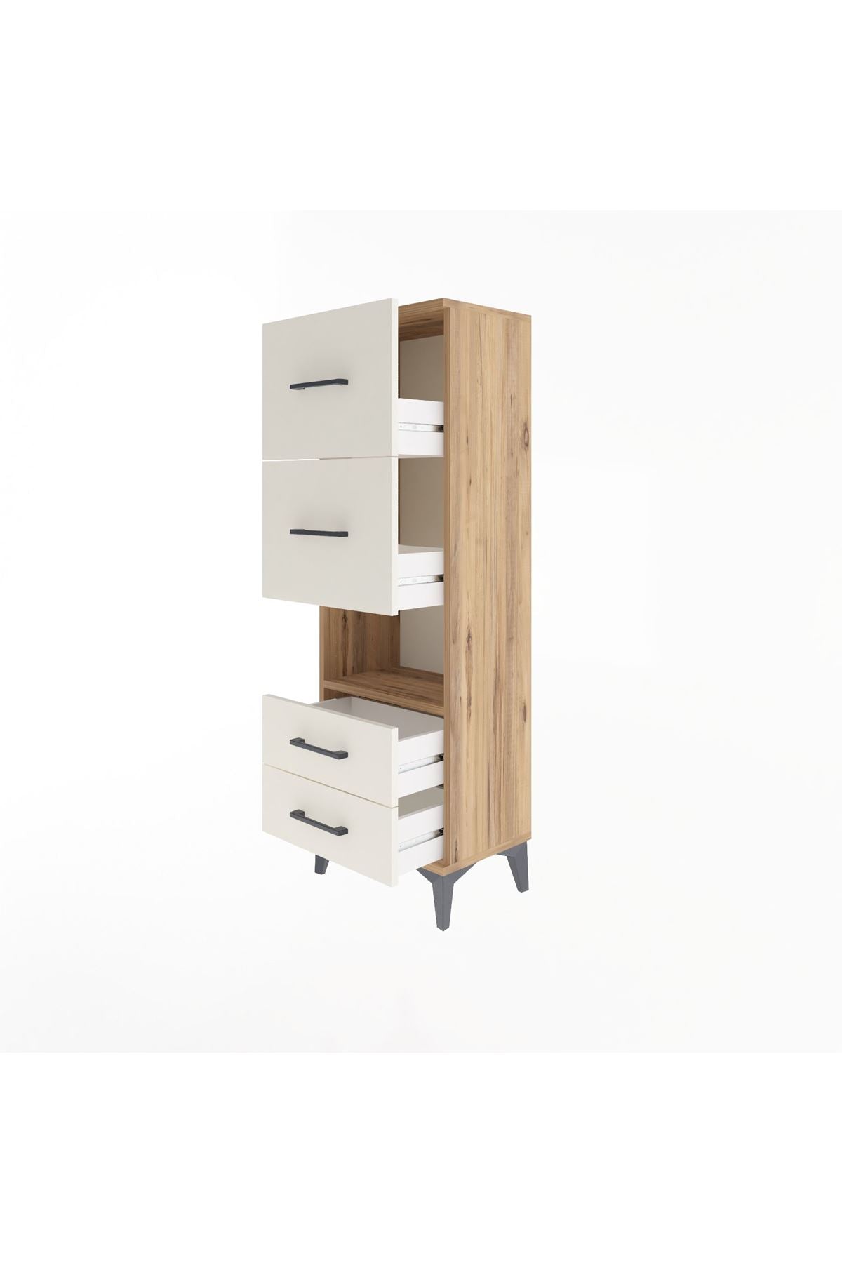 Arges Dolap Tek Raflı 4 Çekmeceli 44x30x134 Çam-Aytaşı