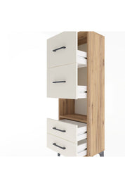 Arges Dolap Tek Raflı 4 Çekmeceli 44x30x134 Çam-Aytaşı