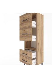 Arges Dolap Tek Raflı 4 Çekmeceli 44x30x134 Çam-Çam