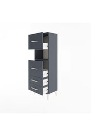 Arges Dolap Tek Raflı 4 Çekmeceli 44x30x134 Antrasit-Antrasit