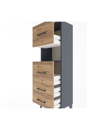 Arges Dolap Tek Raflı 4 Çekmeceli 44x30x134 Antrasit-Çam