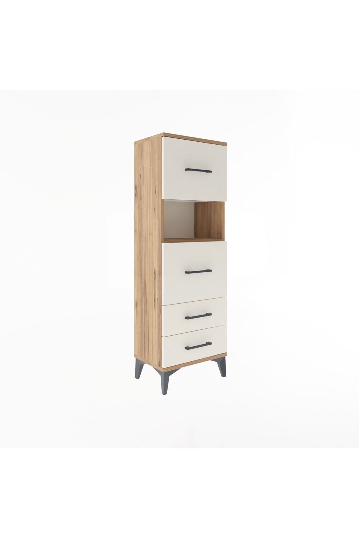 Arges Dolap Tek Raflı 4 Çekmeceli 44x30x134 Çam-Aytaşı