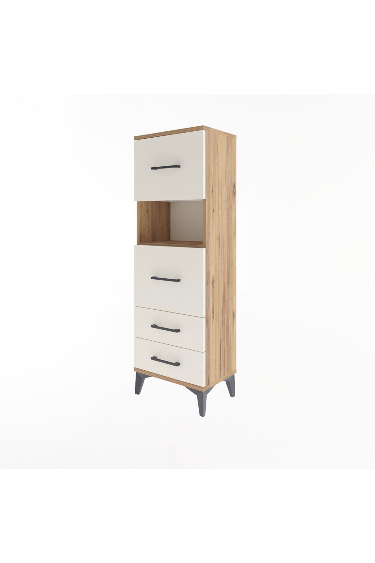 Arges Dolap Tek Raflı 4 Çekmeceli 44x30x134 Çam-Aytaşı