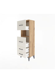 Arges Dolap Tek Raflı 4 Çekmeceli 44x30x134 Çam-Aytaşı