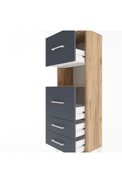 Arges Dolap Tek Raflı 4 Çekmeceli 44x30x134 Çam-Antrasit