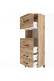 Arges Dolap Tek Raflı 4 Çekmeceli 44x30x134 Çam-Çam