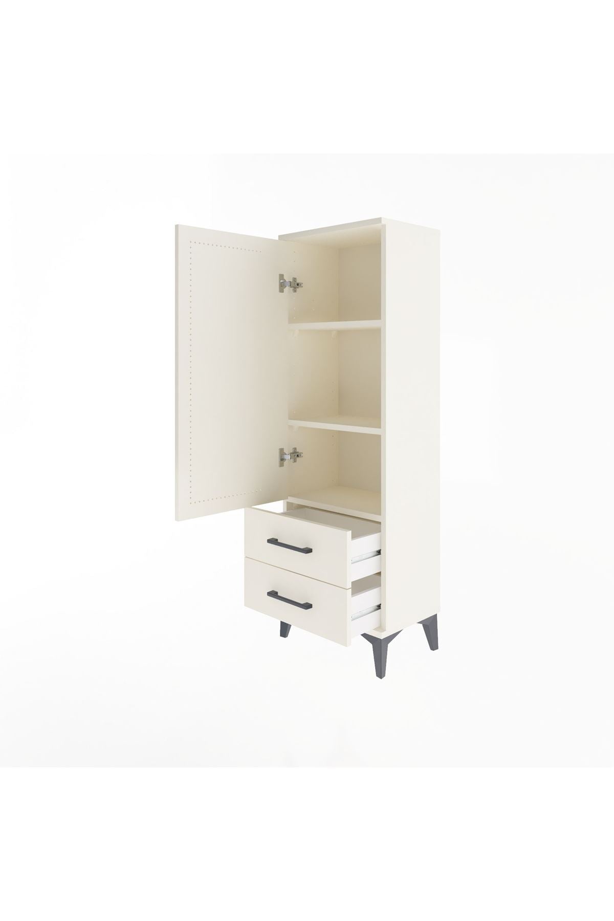 Arges Dolap 3 Raflı 2 Çekmeceli Tek Kapaklı 44x30x134 Aytaşı-Aytaşı