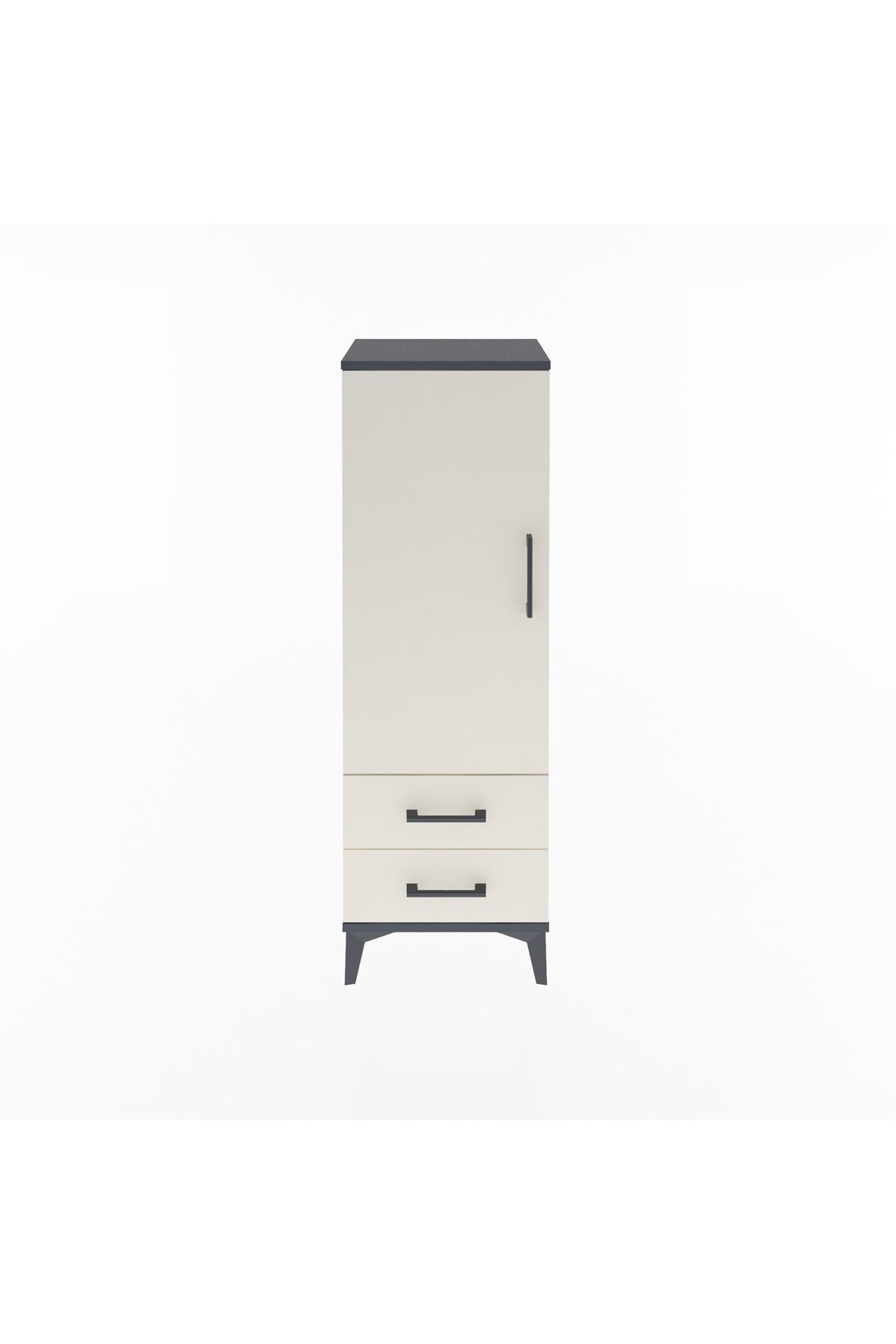 Arges Dolap 3 Raflı 2 Çekmeceli Tek Kapaklı 44x30x134 Antrasit-Aytaşı