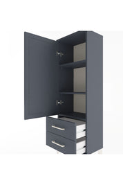 Arges Dolap 3 Raflı 2 Çekmeceli Tek Kapaklı 44x30x134 Antrasit-Antrasit