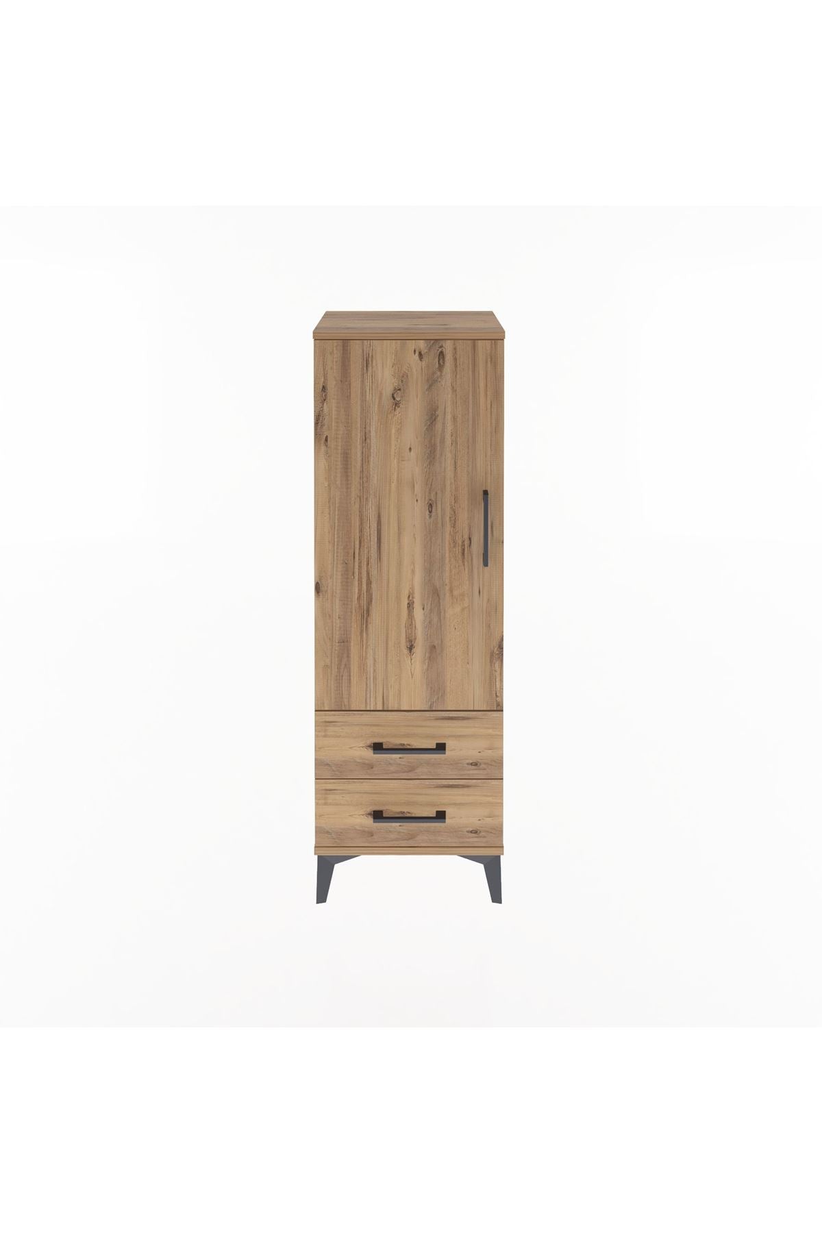 Arges Dolap 3 Raflı 2 Çekmeceli Tek Kapaklı 44x30x134 Çam-Çam