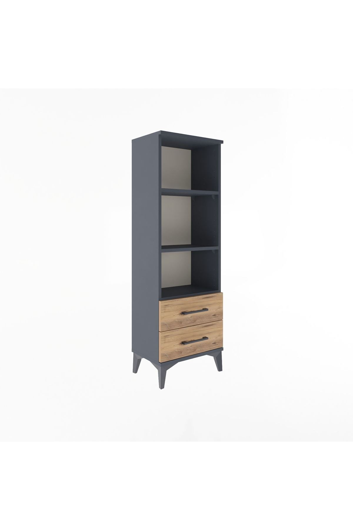 Arges Dolap 3 Raflı 2 Çekmeceli 44x30x134 Antrasit-Çam