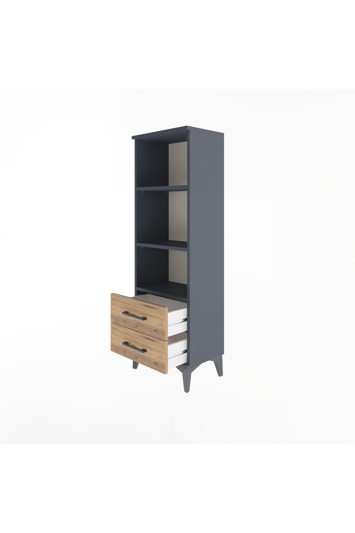 Arges Dolap 3 Raflı 2 Çekmeceli 44x30x134 Antrasit-Çam