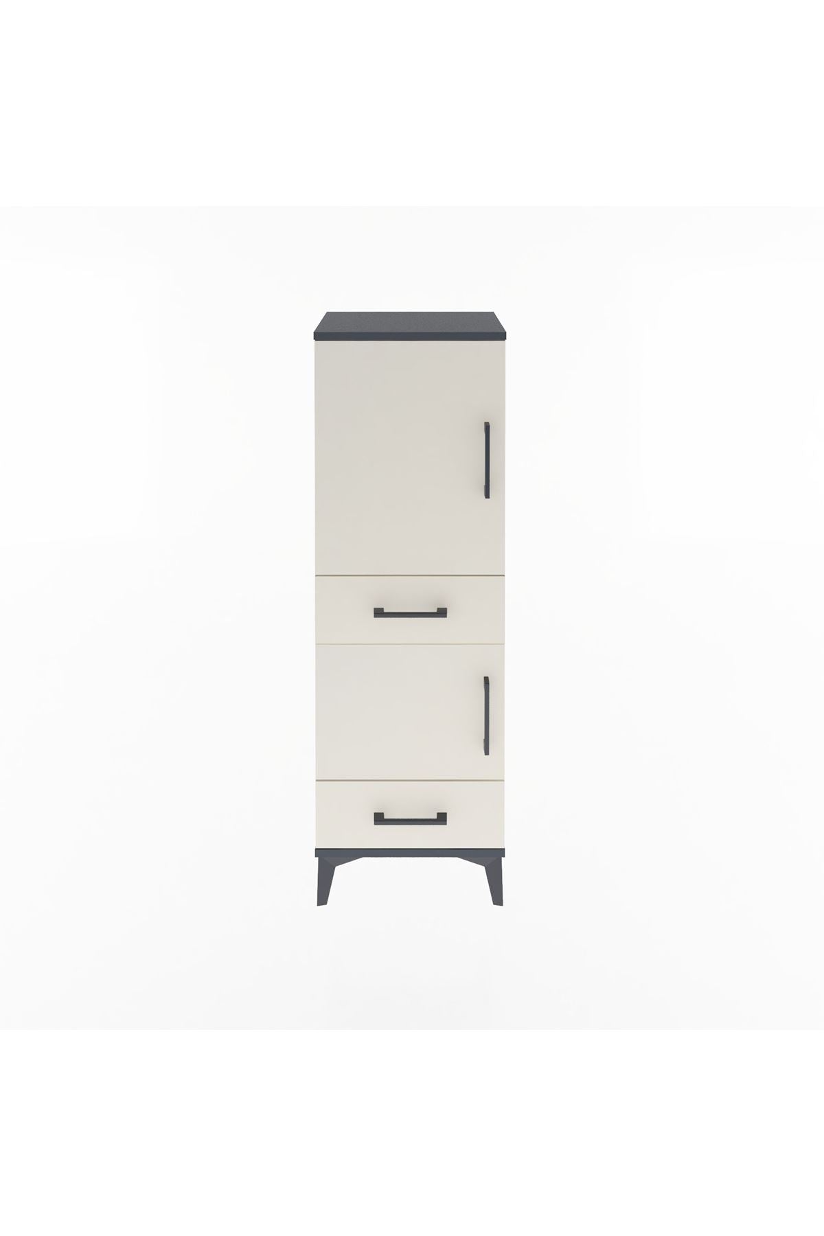 Arges Dolap 3 Raflı 2 Çekmeceli 2 Kapaklı 44x30x134 Antrasit-Aytaşı