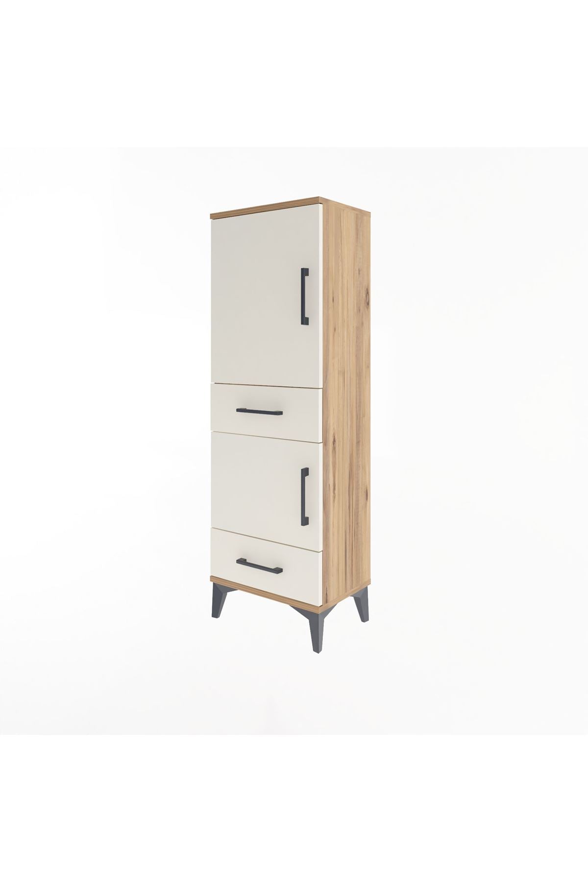 Arges Dolap 3 Raflı 2 Çekmeceli 2 Kapaklı 44x30x134 Çam-Aytaşı