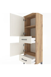 Arges Dolap 3 Raflı 2 Çekmeceli 2 Kapaklı 44x30x134 Çam-Aytaşı