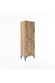 Arges Dolap 3 Raflı 2 Çekmeceli 2 Kapaklı 44x30x134 Çam-Çam