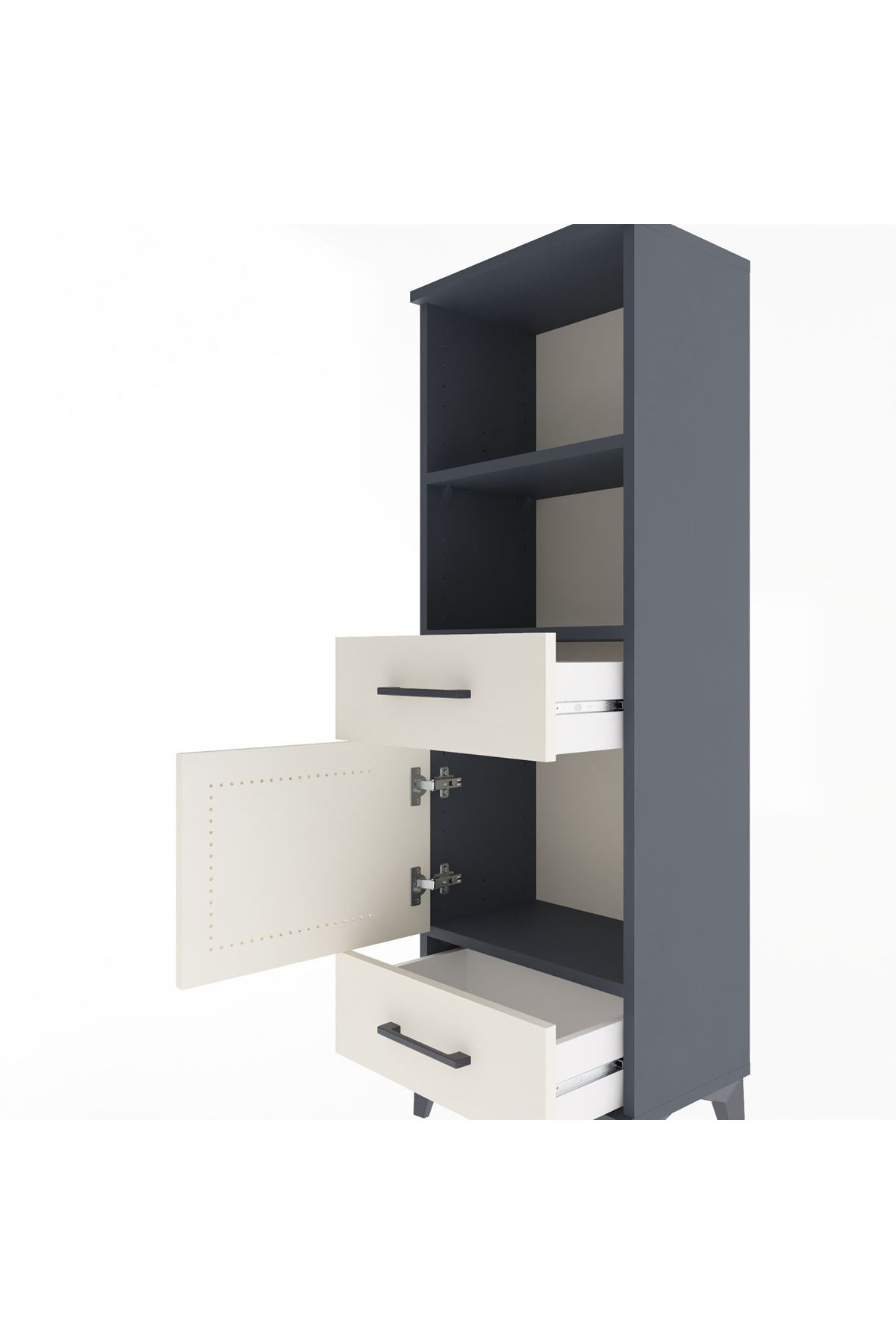 Arges Dolap 3 Raflı 2 Çekmeceli Tek Kapaklı 44x30x134 Antrasit-Aytaşı