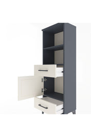 Arges Dolap 3 Raflı 2 Çekmeceli Tek Kapaklı 44x30x134 Antrasit-Aytaşı