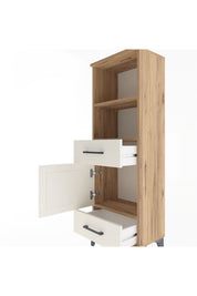 Arges Dolap 3 Raflı 2 Çekmeceli Tek Kapaklı 44x30x134 Çam-Aytaşı