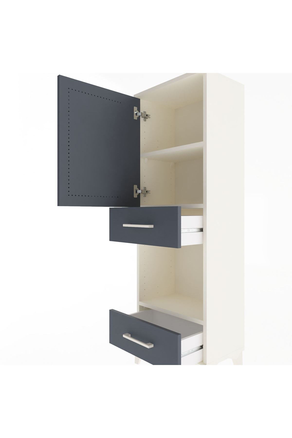 Arges Dolap 3 Raflı 2 Çekmeceli Tek Kapaklı 44x30x134 Aytaşı-Antrasit