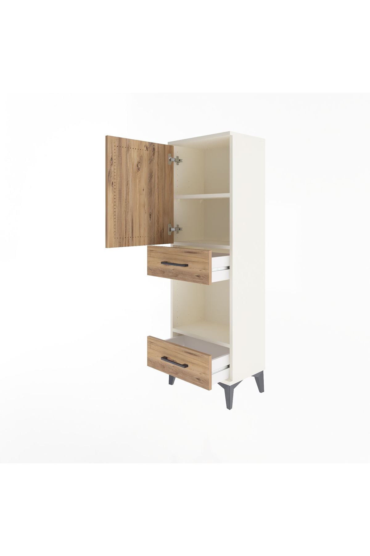 Arges Dolap 3 Raflı 2 Çekmeceli Tek Kapaklı 44x30x134 Aytaşı-Çam