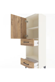 Arges Dolap 3 Raflı 2 Çekmeceli Tek Kapaklı 44x30x134 Aytaşı-Çam