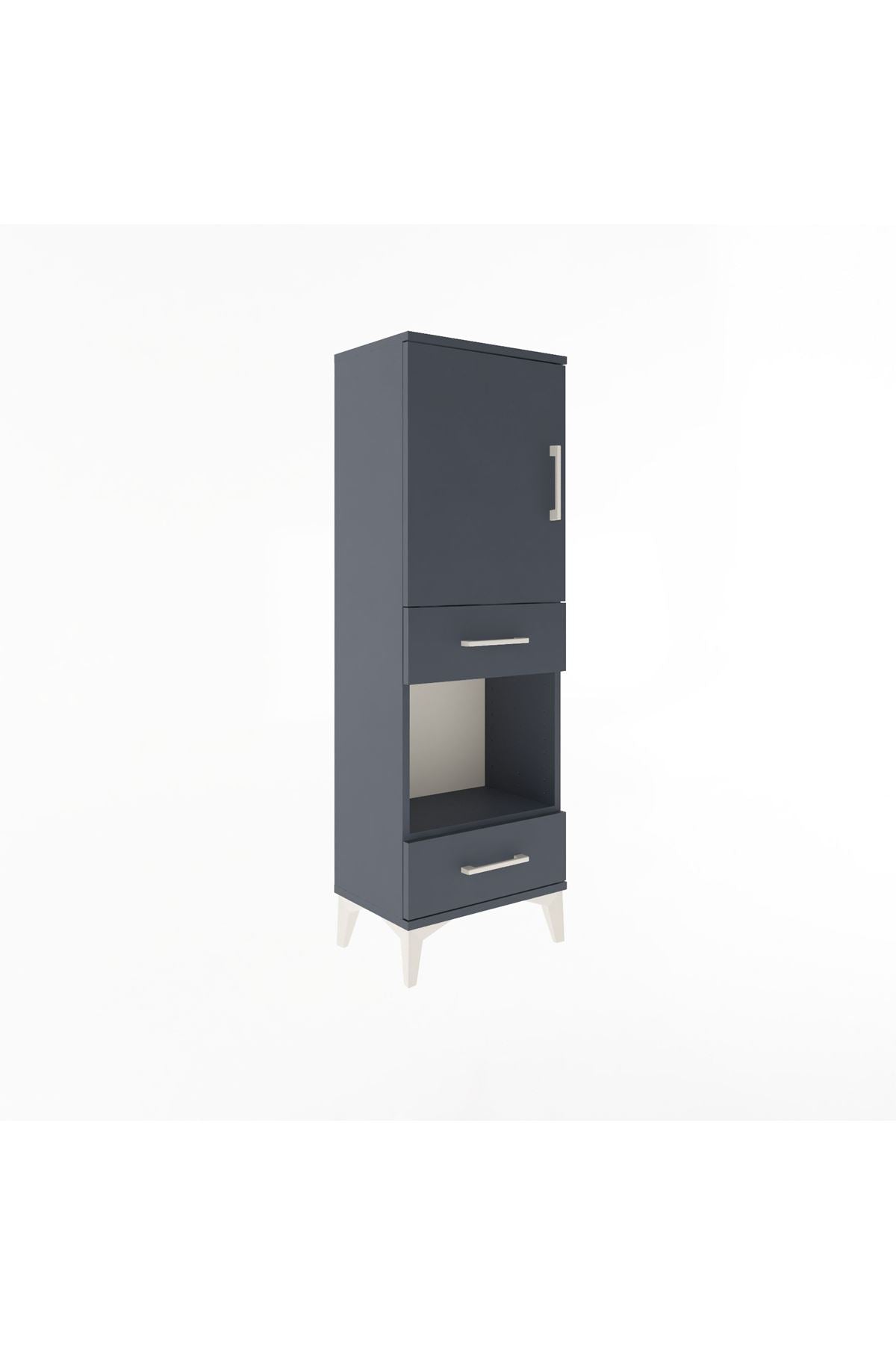 Arges Dolap 3 Raflı 2 Çekmeceli Tek Kapaklı 44x30x134 Antrasit-Antrasit
