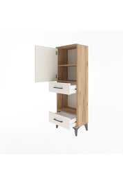 Arges Dolap 3 Raflı 2 Çekmeceli Tek Kapaklı 44x30x134 Çam-Aytaşı