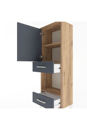 Arges Dolap 3 Raflı 2 Çekmeceli Tek Kapaklı 44x30x134 Çam-Antrasit