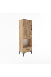 Arges Dolap 3 Raflı 2 Çekmeceli Tek Kapaklı 44x30x134 Çam-Çam