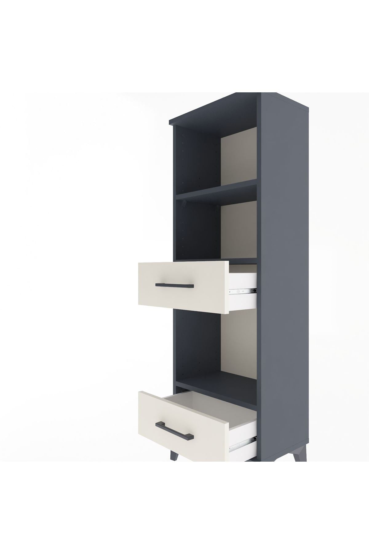 Arges Dolap 3 Raflı 2 Çekmeceli 44x30x134 Antrasit-Aytaşı