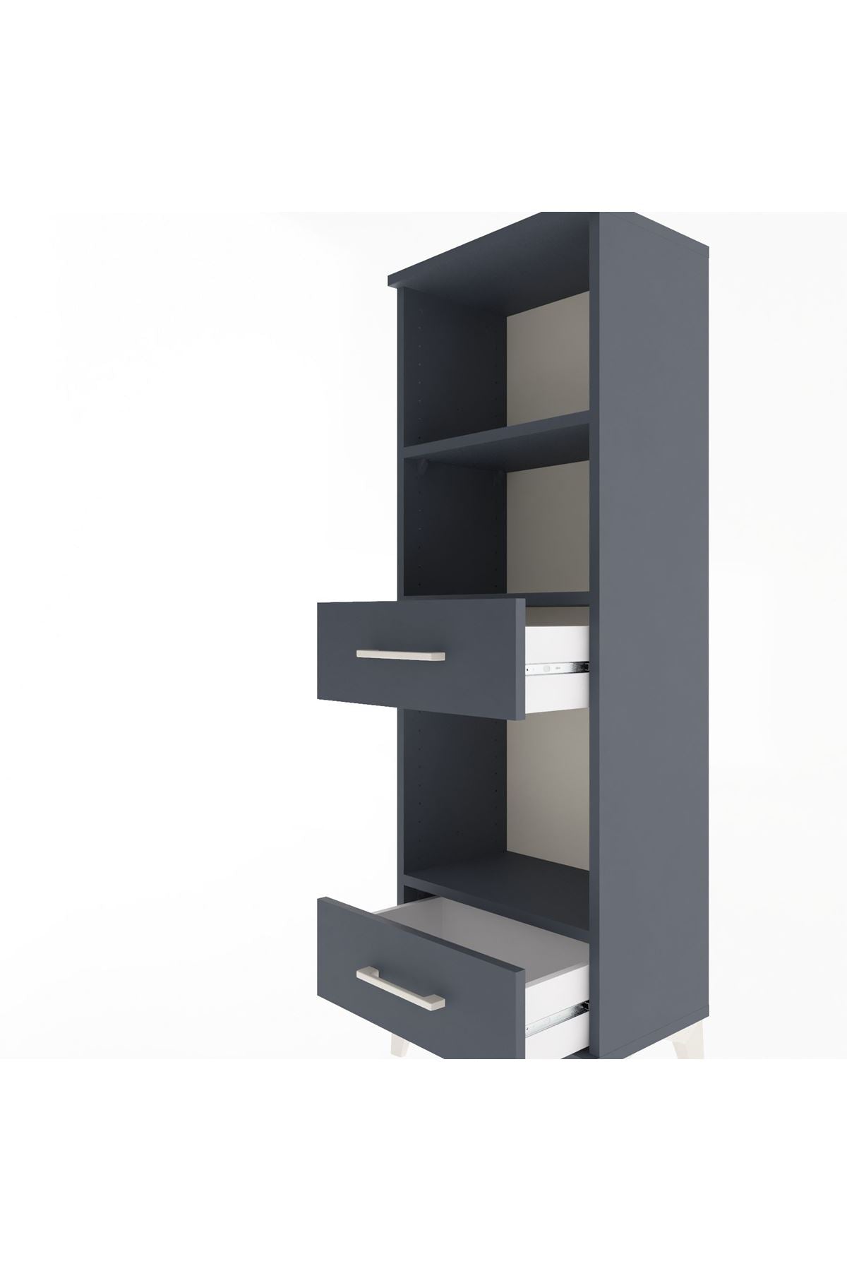 Arges Dolap 3 Raflı 2 Çekmeceli 44x30x134 Antrasit-Antrasit