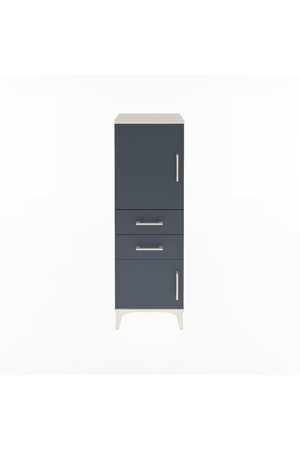 Arges Dolap 2 Raflı 2 Çekmeceli 2 Kapaklı 44x30x134 Aytaşı-Antrasit