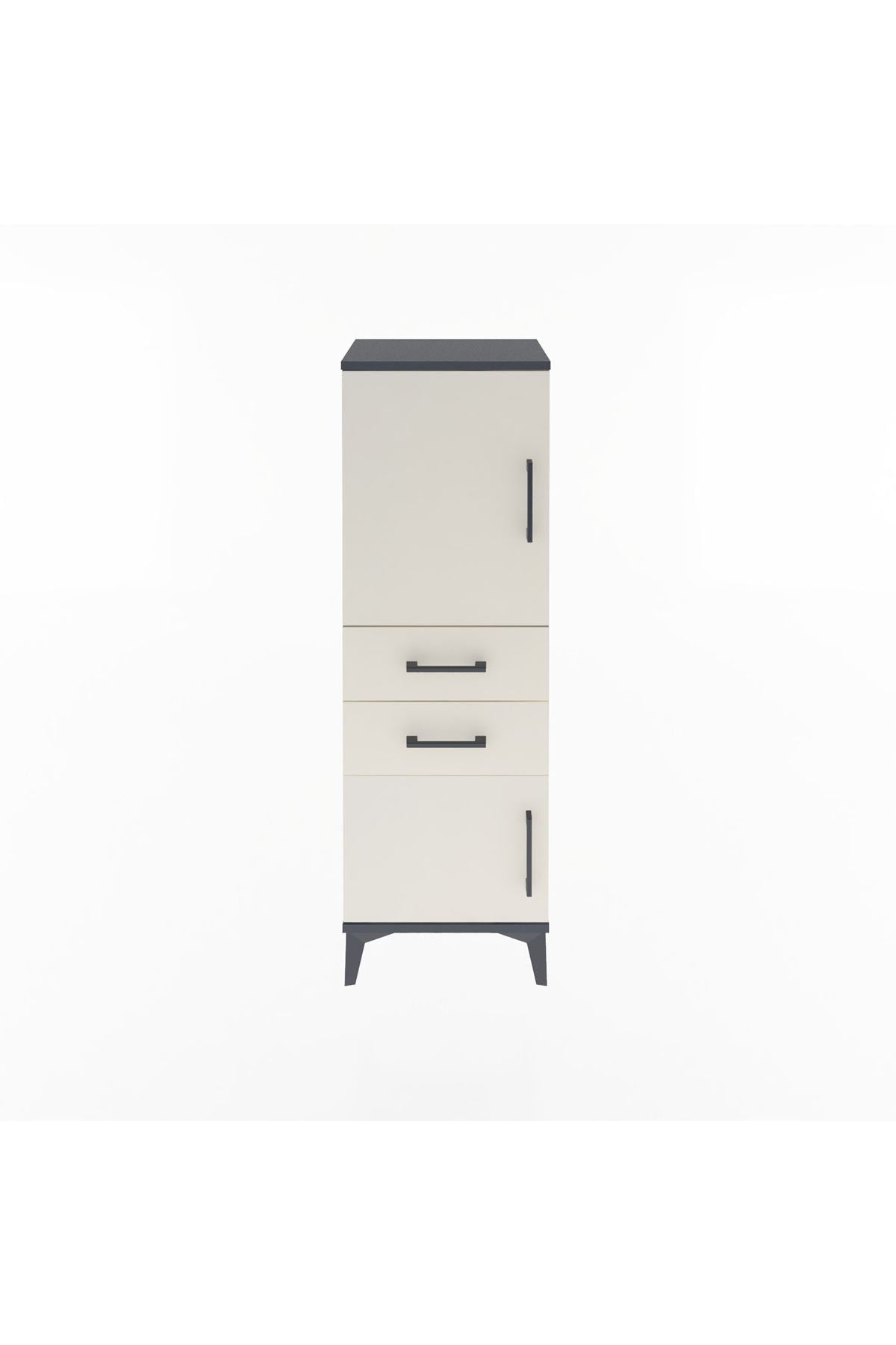 Arges Dolap 2 Raflı 2 Çekmeceli 2 Kapaklı 44x30x134 Antrasit-Aytaşı