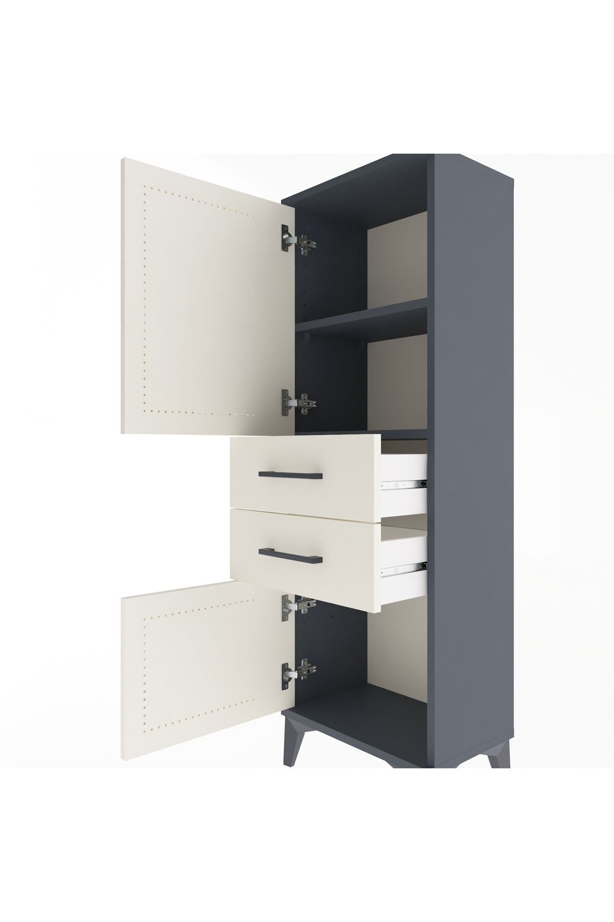 Arges Dolap 2 Raflı 2 Çekmeceli 2 Kapaklı 44x30x134 Antrasit-Aytaşı