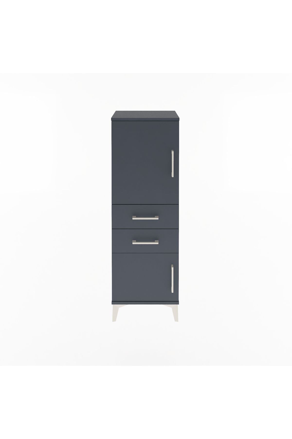 Arges Dolap 2 Raflı 2 Çekmeceli 2 Kapaklı 44x30x134 Antrasit-Antrasit