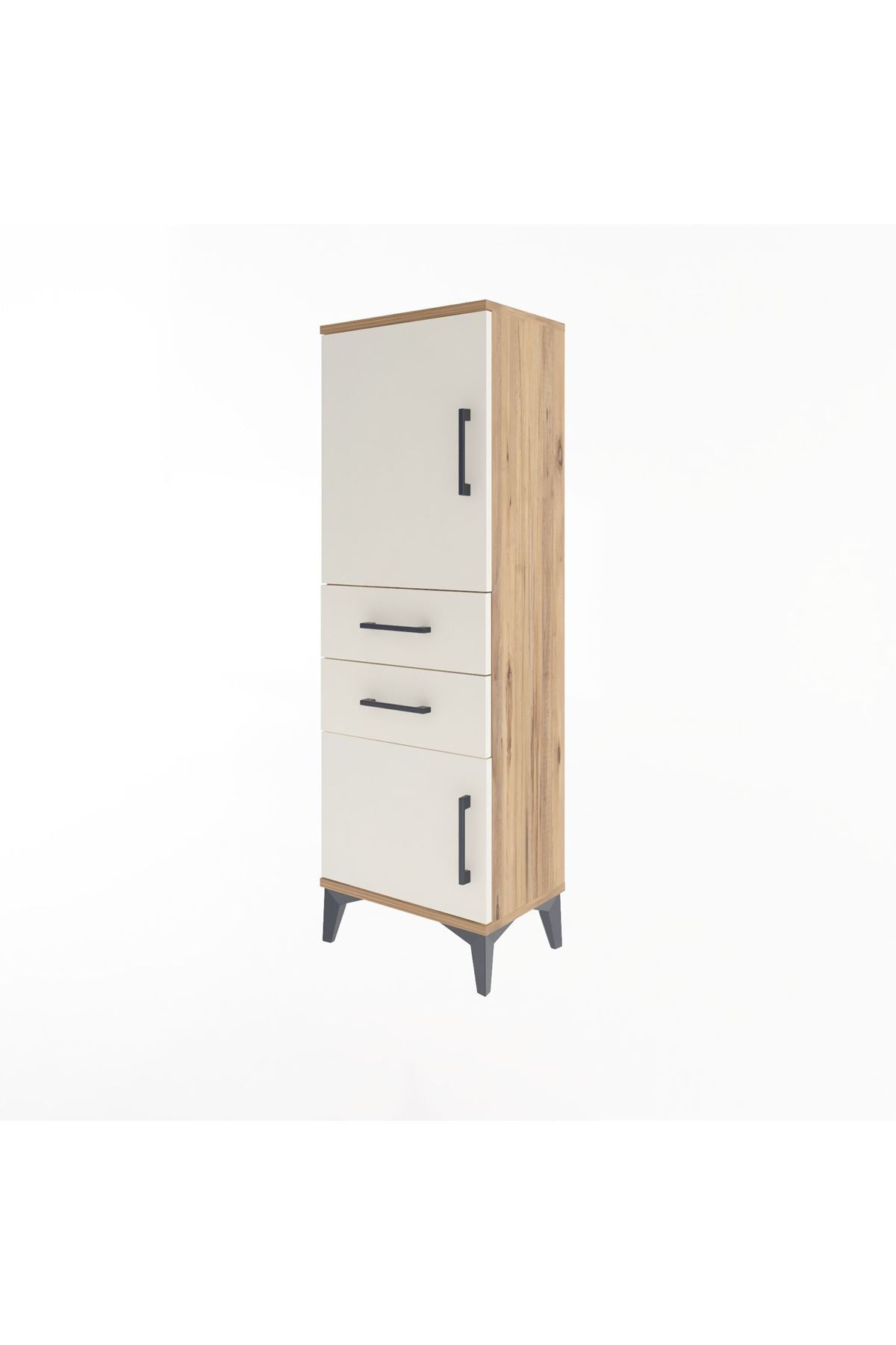 Arges Dolap 2 Raflı 2 Çekmeceli 2 Kapaklı 44x30x134 Çam-Aytaşı